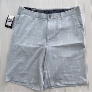 PGA Tour Active Waistband Golf Shorts Mint Check